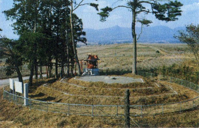 写真：発掘調査結果を元に昭和45年に復元された武井廃寺塔跡