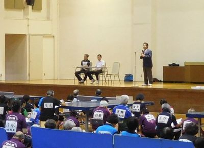 写真：第26回桐生オープンラージボール卓球大会開会式の様子