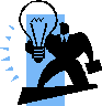 イラスト：電球を持った男の人