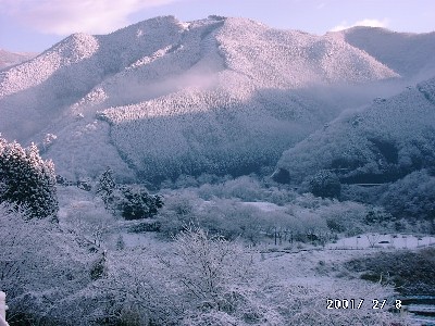 写真：真っ白に雪化粧した山