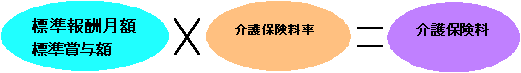 イラスト：標準報酬月額・標準賞与額×介護保険料率＝介護保険料