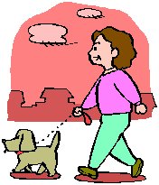 イラスト：犬の散歩をしている図