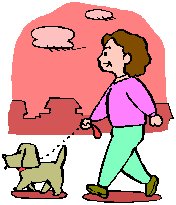 イラスト：犬の散歩をしている図