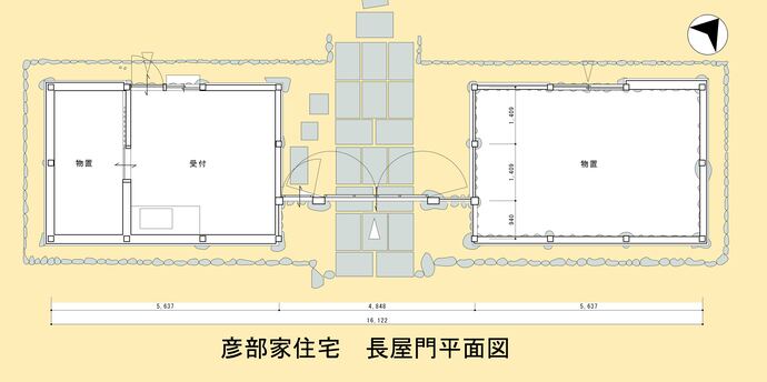 図：彦部家住宅　長屋門平面図