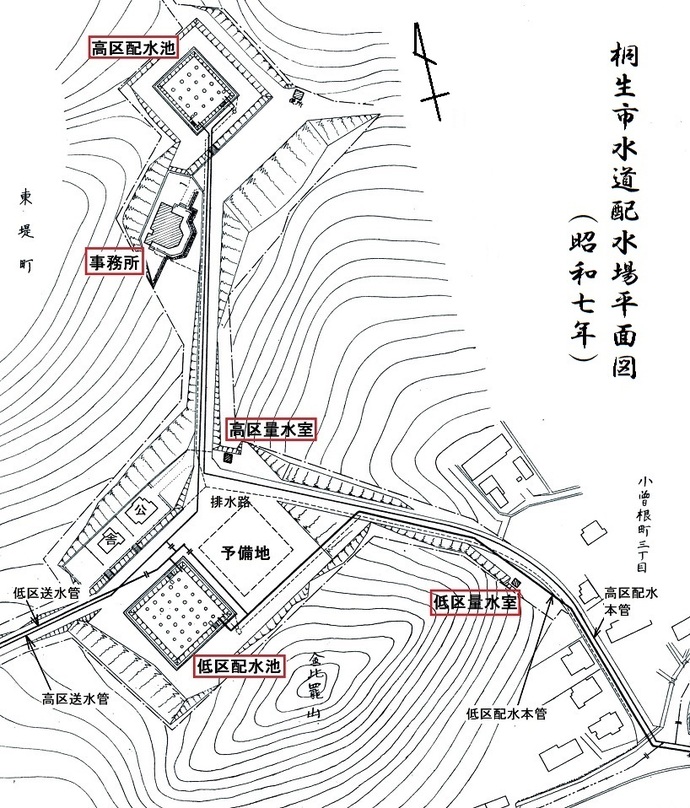 桐生市水道配水場平面図（昭和7年）