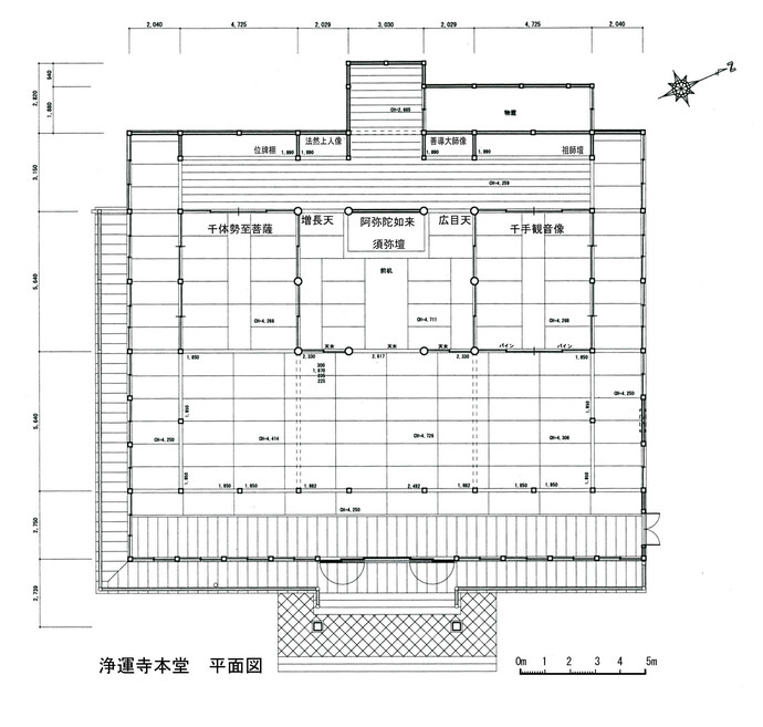 図：浄運寺本堂　平面図（群馬県近世社寺総合調査報告書寺院編より）