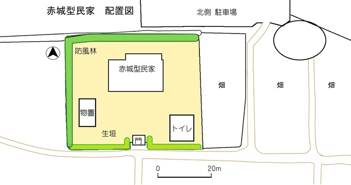図：赤城型民家　敷地内の配置図