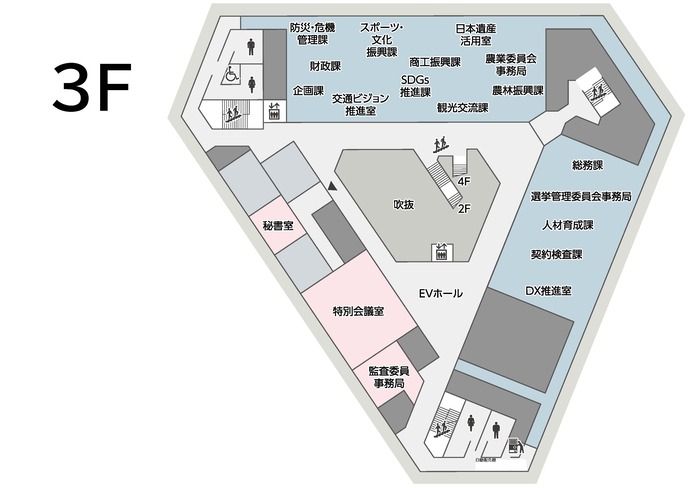 画像：桐生市役所本庁舎3階平面図