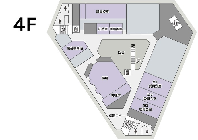 画像：桐生市役所本庁舎4階平面図