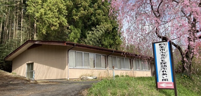 写真：ふれあい館の横に植わっている枝垂れ桜や梅が満開になっている様子
