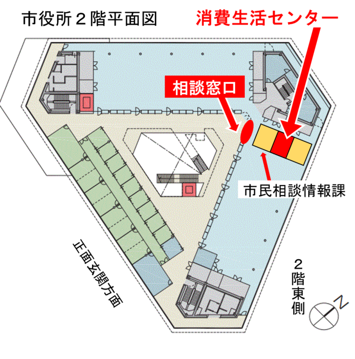 平面図:市役所新本庁舎2階