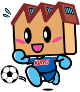 ユニフォームを着てサッカーボールを蹴るキノピーイラスト