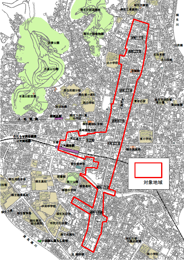 地図：特定商業集積整備基本構想に位置づけられた地区