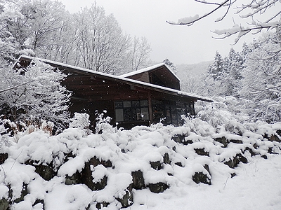 写真:雪化粧された朝のネイチャーセンター