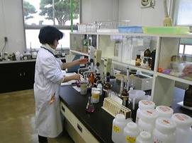 写真:白衣をきた女性が毎日検査をしている様子