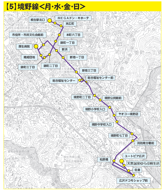 境野線月水金日路線図
