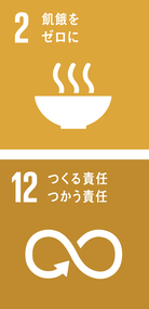 画像：SDGsのゴール2　飢餓をゼロに、ゴール12　つくる責任つかう責任