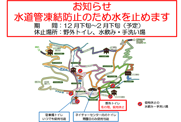 写真:使用休止の水道施設を示した園内地図