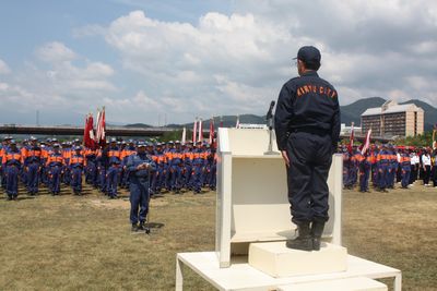 写真：令和5年度桐生市消防隊秋季点検・桐生市水防訓練の様子3