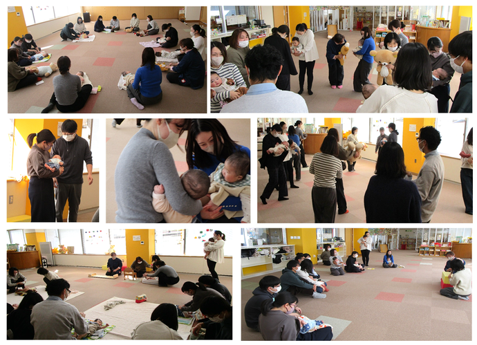 画像：生後6か月までの赤ちゃんとパパやママがふれあいあそびを楽しんでいる様子