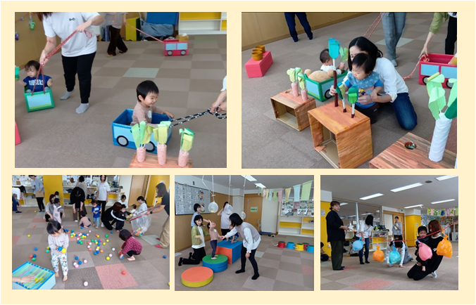 画像:親子で玉入れやサーキットで遊ぶ様子