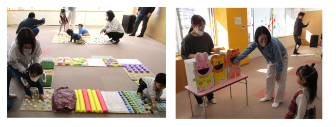 画像：親子でいろいろなものを触って楽しむ様子