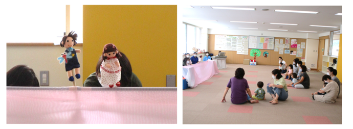 画像:親子が劇を見る様子